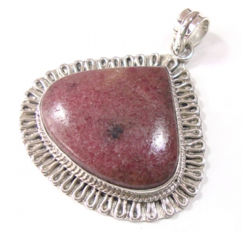 Pink rhodonite antique design sterling silver teardrop pendant jewellery